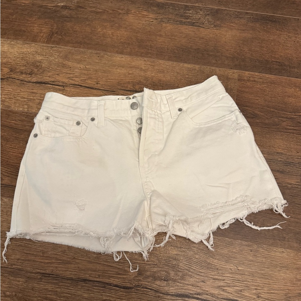 Free People Women's White Denim Shorts